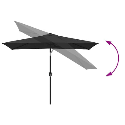 vidaXL Garden Parasol with Metal Pole 300x200 cm Black 5