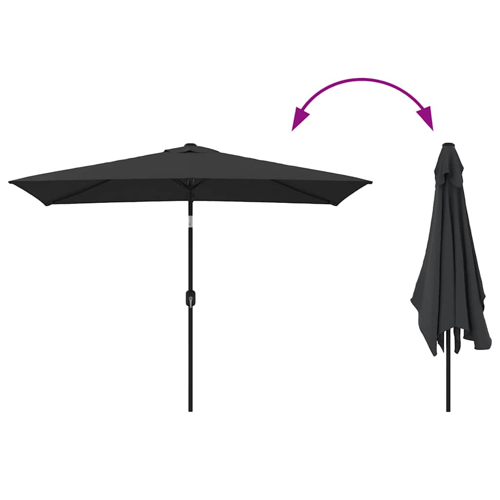 vidaXL Garden Parasol with Metal Pole 300x200 cm Black 6