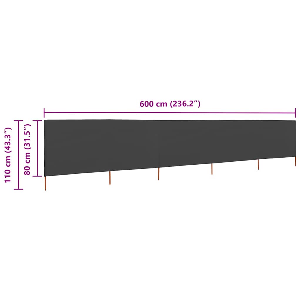 vidaXL Wind Screen | Anthracite | Non-woven fabric, Wood | 600 x 80 cm 6