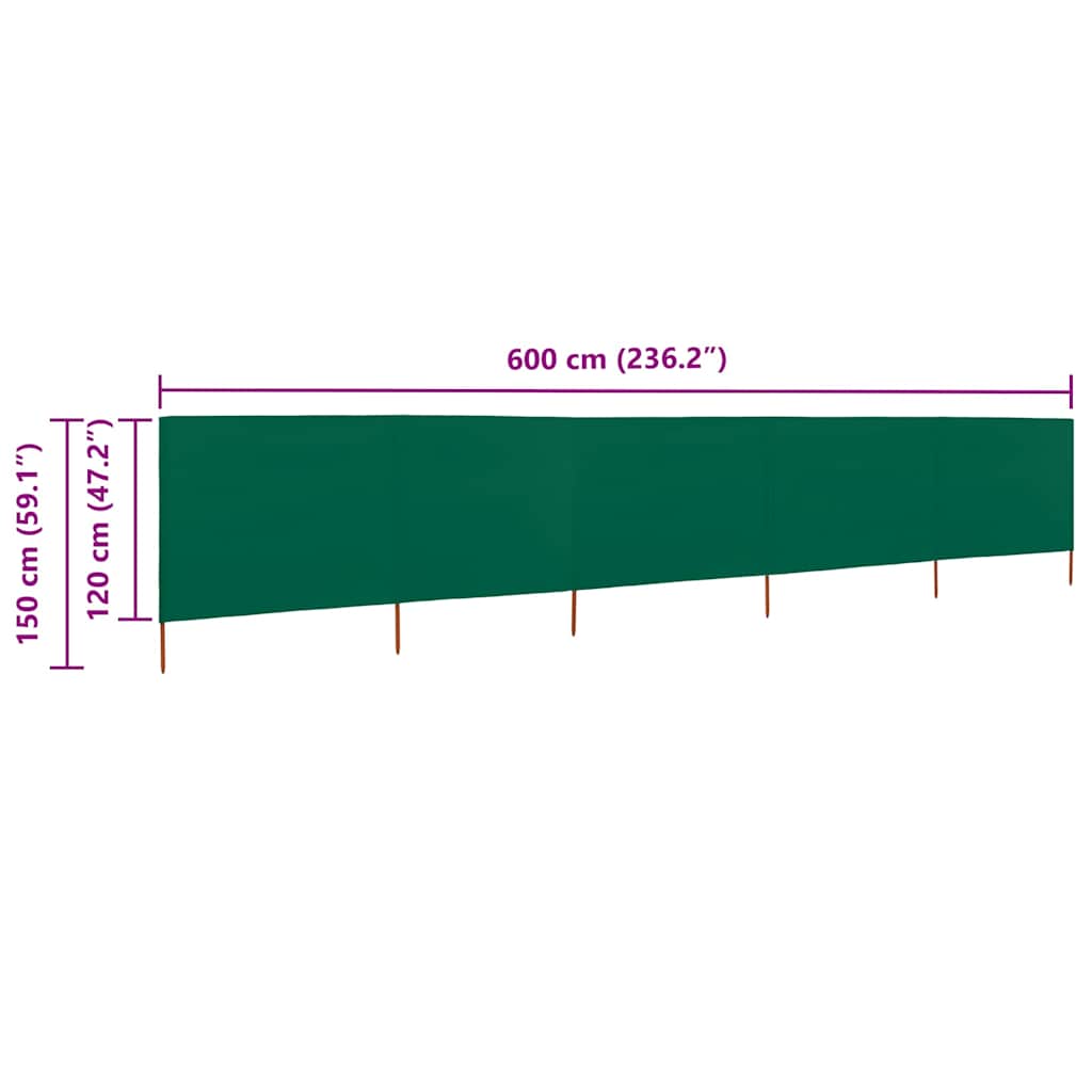vidaXL Wind Screen | Green | Non-woven fabric | 600x120 cm | Foldable 6