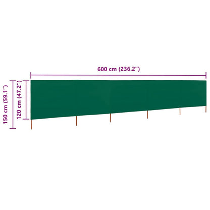 vidaXL Wind Screen | Green | Non-woven fabric | 600x120 cm | Foldable 6