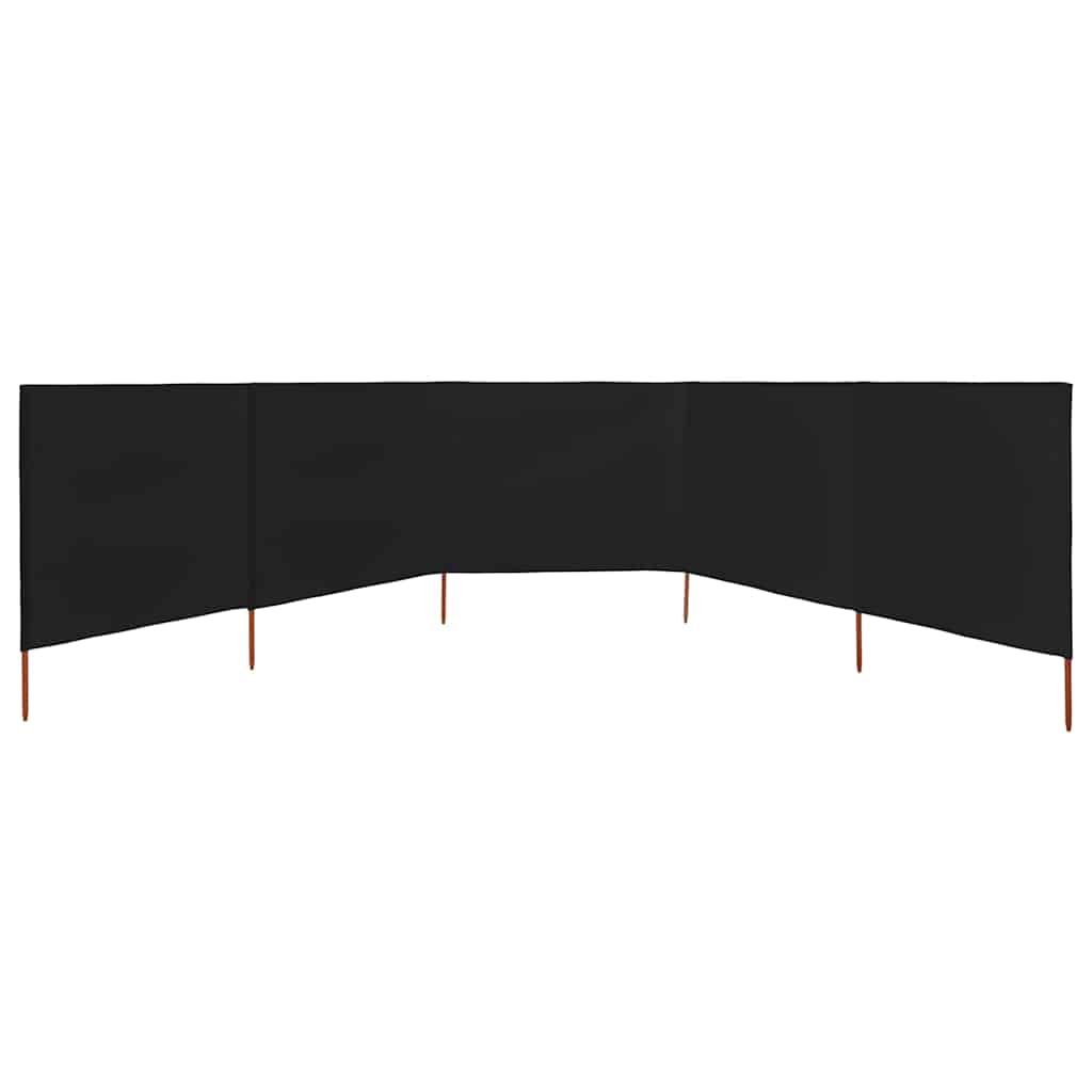 vidaXL 5-panel Wind Screen Fabric 600x120 cm Black 3
