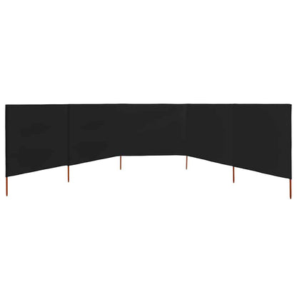 vidaXL 5-panel Wind Screen Fabric 600x120 cm Black 3