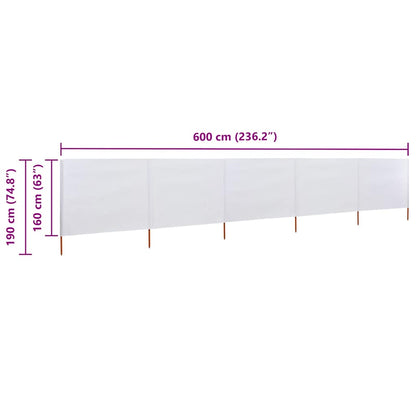 vidaXL Wind Screen | Sand White | Non-woven fabric and wood | 600 x 160 x 190 cm 6