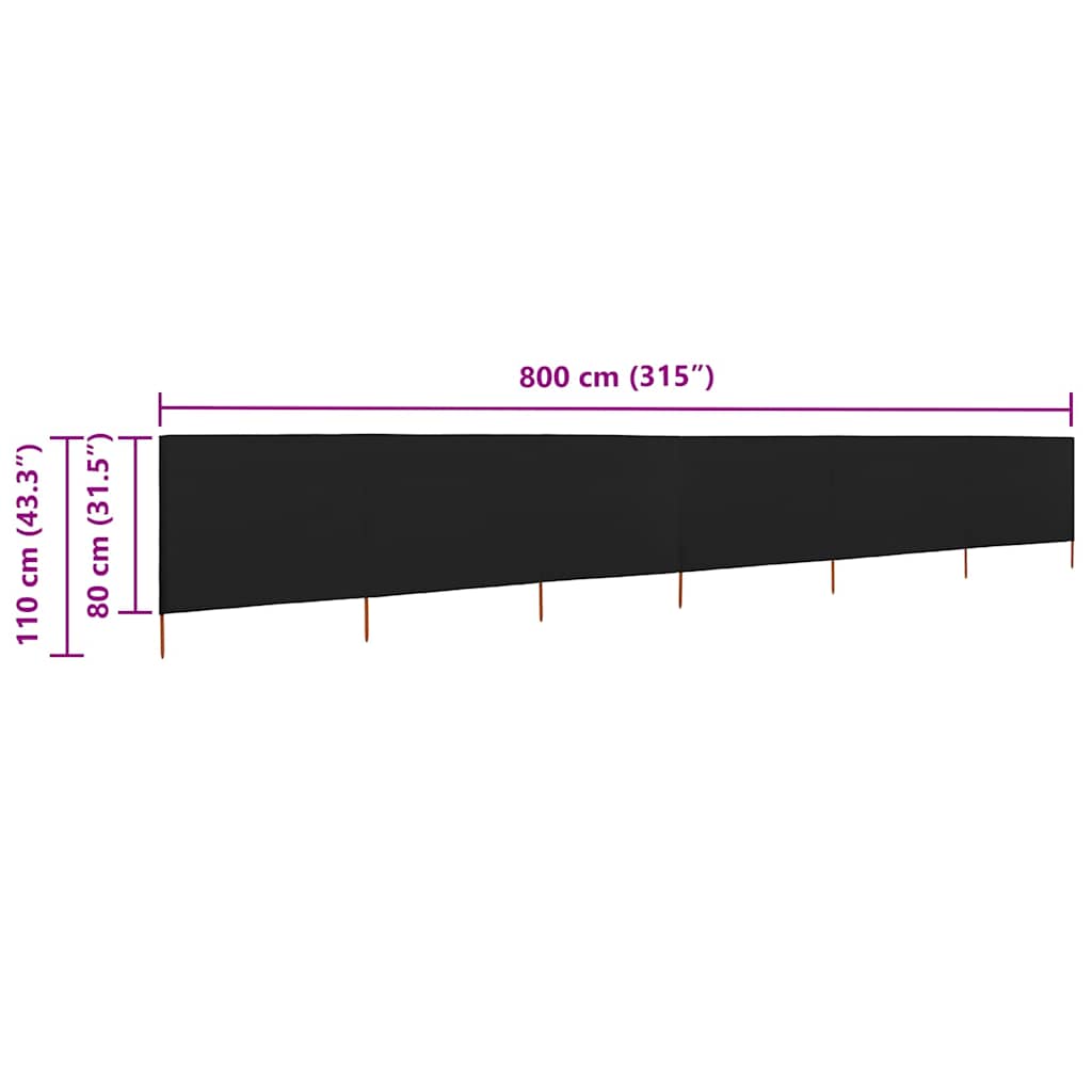 vidaXL Wind Screen | Black | Non-woven fabric, wood | Large | Foldable 6