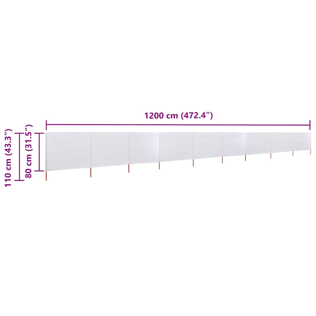 vidaXL Wind Screen | Sand White | Non-woven fabric and wood | 1200 x 80 cm 6