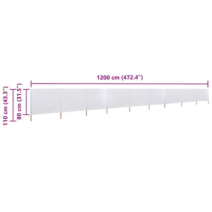 vidaXL Wind Screen | Sand White | Non-woven fabric and wood | 1200 x 80 cm 6