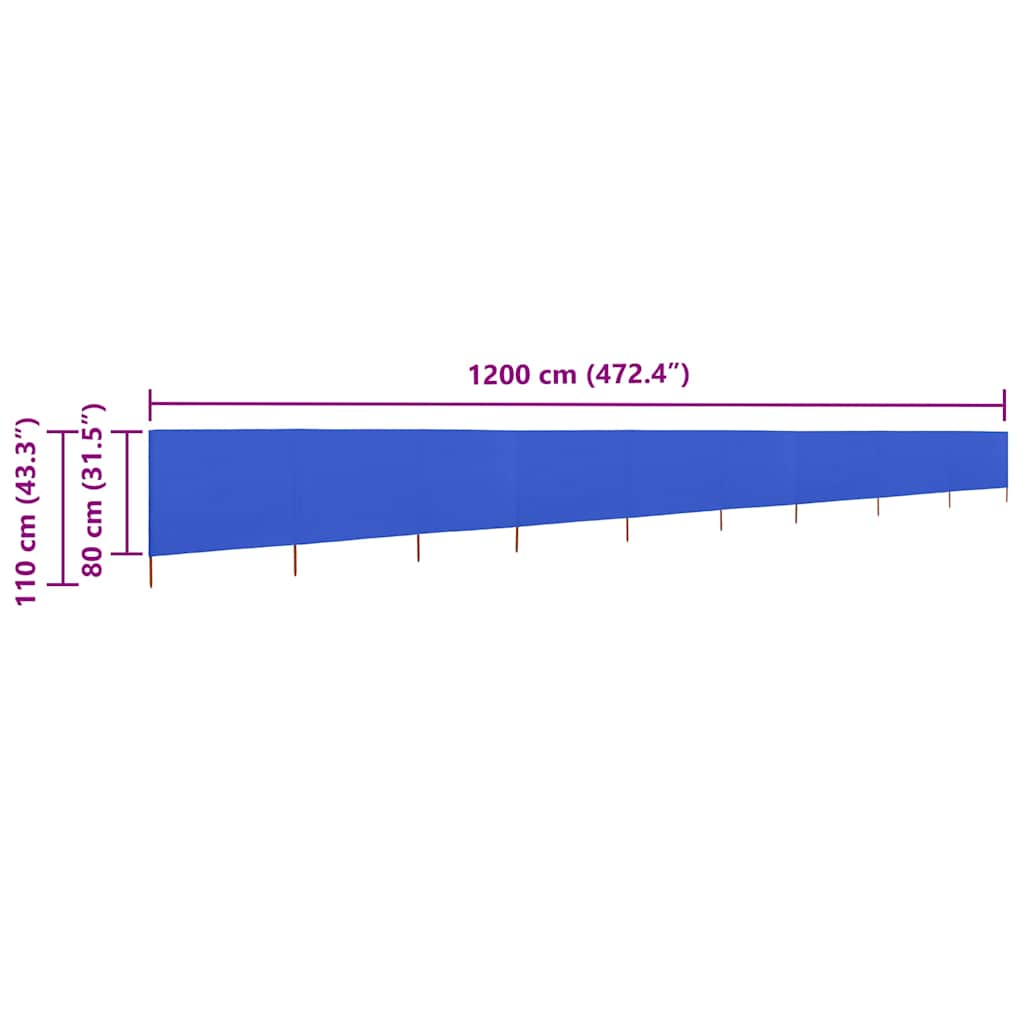 vidaXL Wind Screen | Azure Blue | Non-woven fabric, Wood | 1200 x 80 cm 6