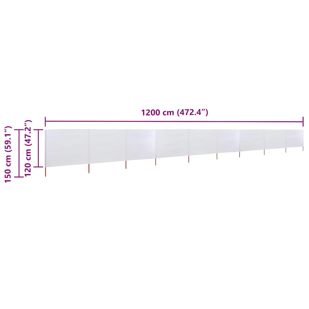 vidaXL Wind Screen | Sand White | Non-woven fabric, wood | Large | Collapsible 6