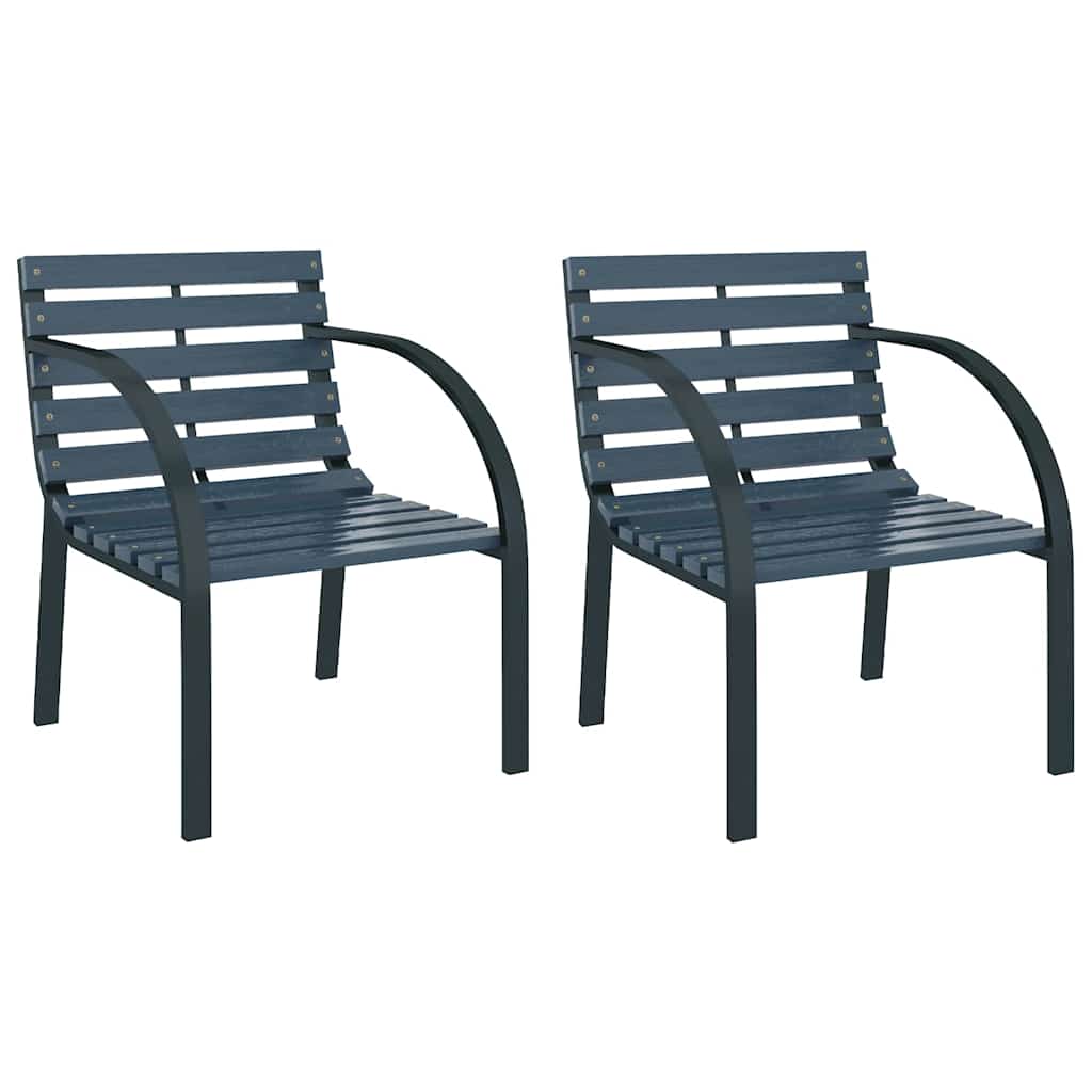 47938 vidaXL Garden Chairs 2 pcs Grey Wood 2