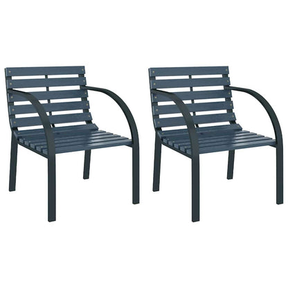 47938 vidaXL Garden Chairs 2 pcs Grey Wood 2