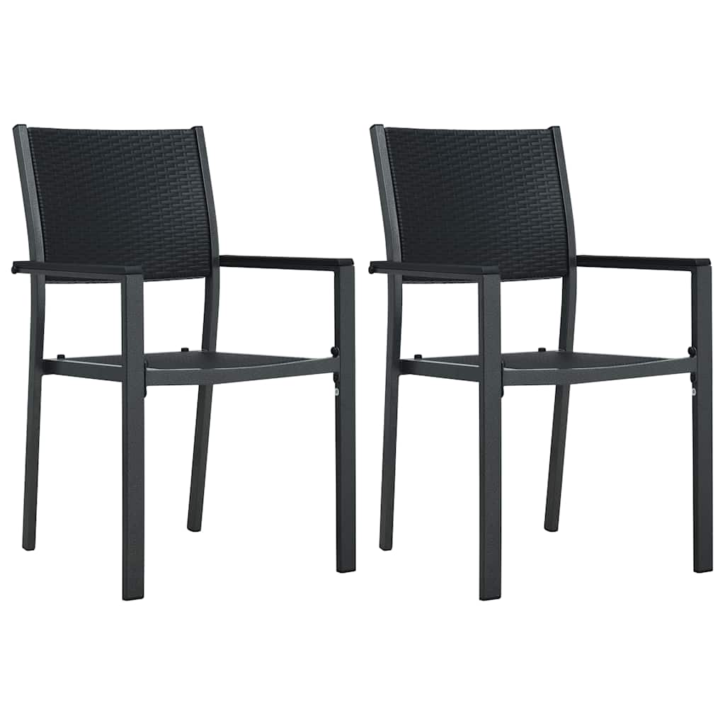 vidaXL Garden Chairs 2 pcs Black Plastic Rattan Look 1