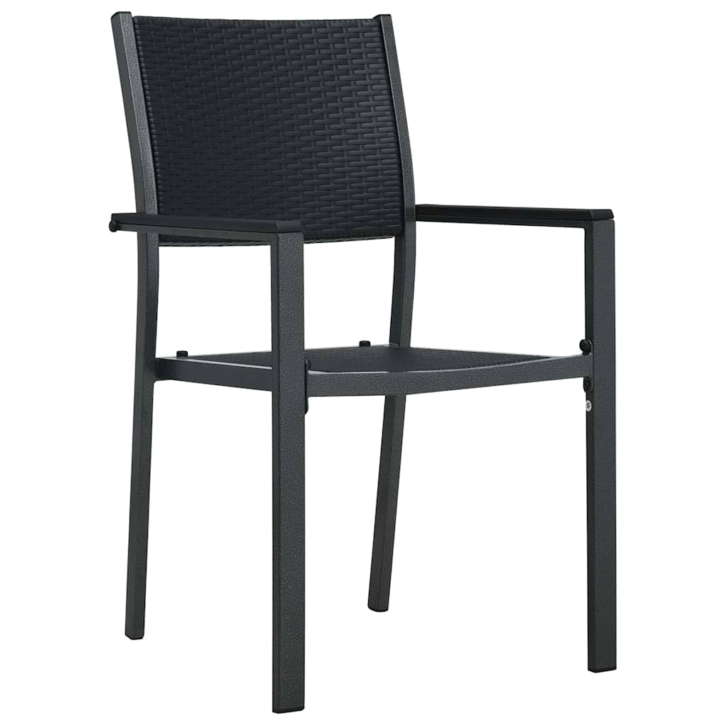 vidaXL Garden Chairs 2 pcs Black Plastic Rattan Look 2