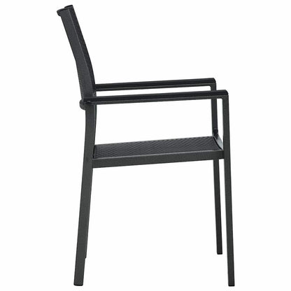 vidaXL Garden Chairs 2 pcs Black Plastic Rattan Look 4