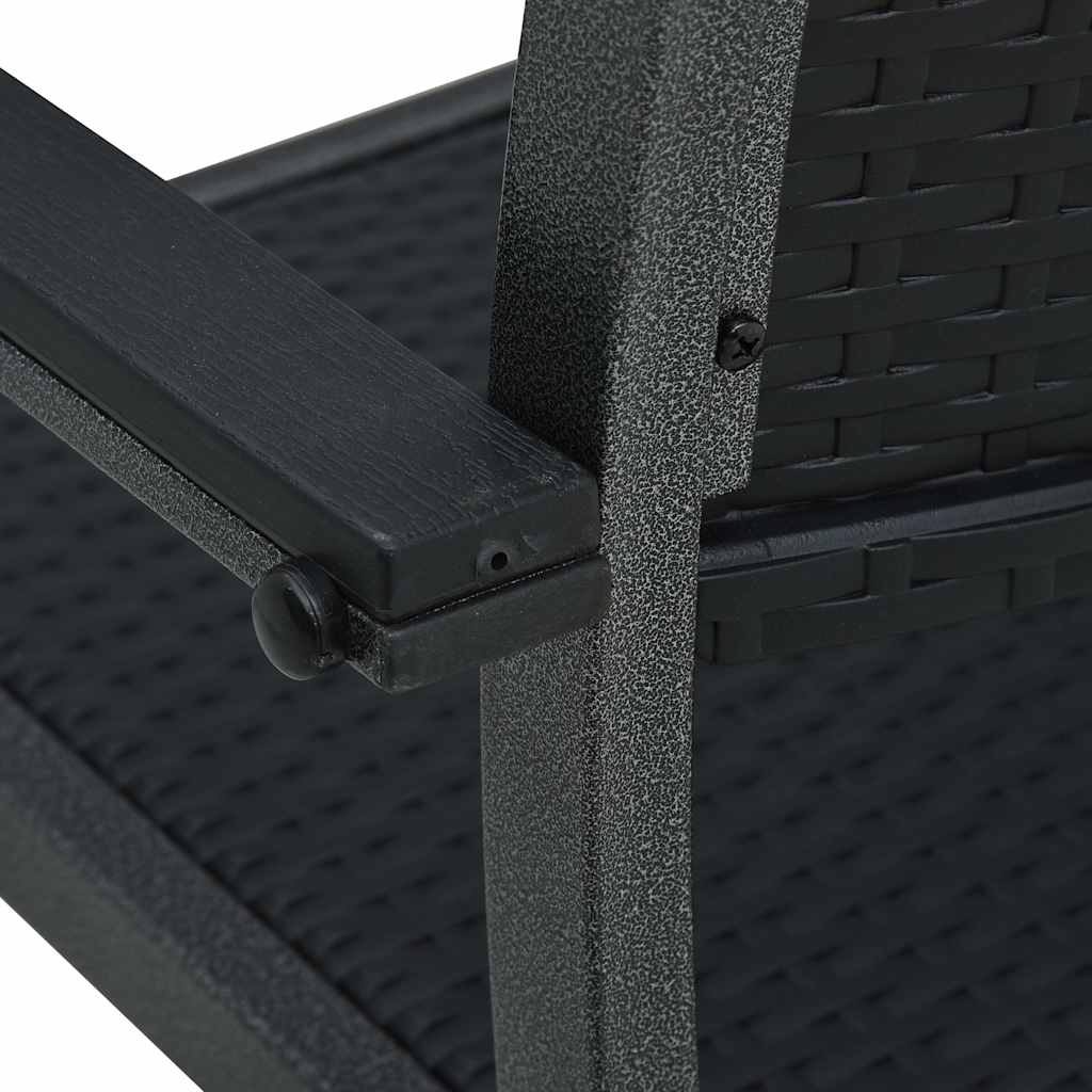 vidaXL Garden Chairs 2 pcs Black Plastic Rattan Look 6