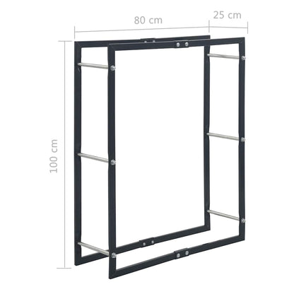 vidaXL Firewood Rack Black 80x25x100 cm Steel 6