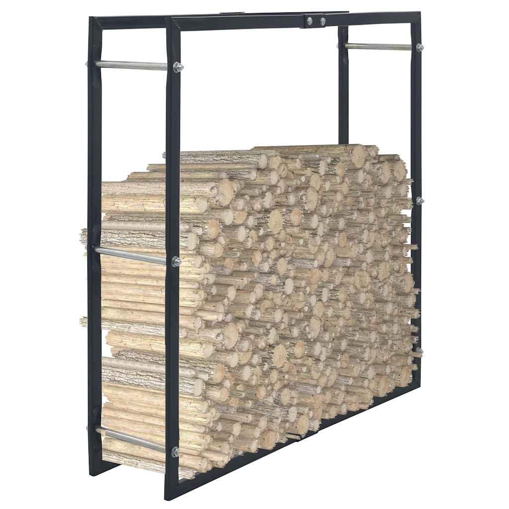 vidaXL Firewood Rack Black 100x25x100 cm Steel 1