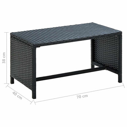 vidaXL Coffee Table Black 70x40x38 cm Poly Rattan 4