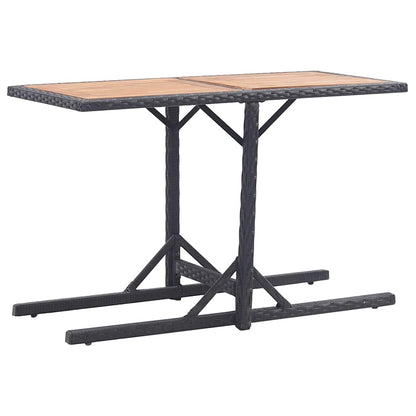 vidaXL Outdoor Table | Black | Poly rattan and solid acacia wood | Medium 1