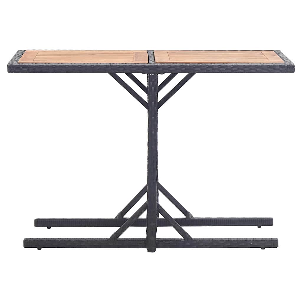 vidaXL Outdoor Table | Black | Poly rattan and solid acacia wood | Medium 2