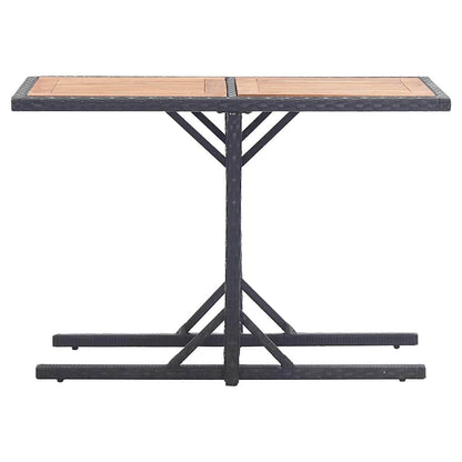 vidaXL Outdoor Table | Black | Poly rattan and solid acacia wood | Medium 2