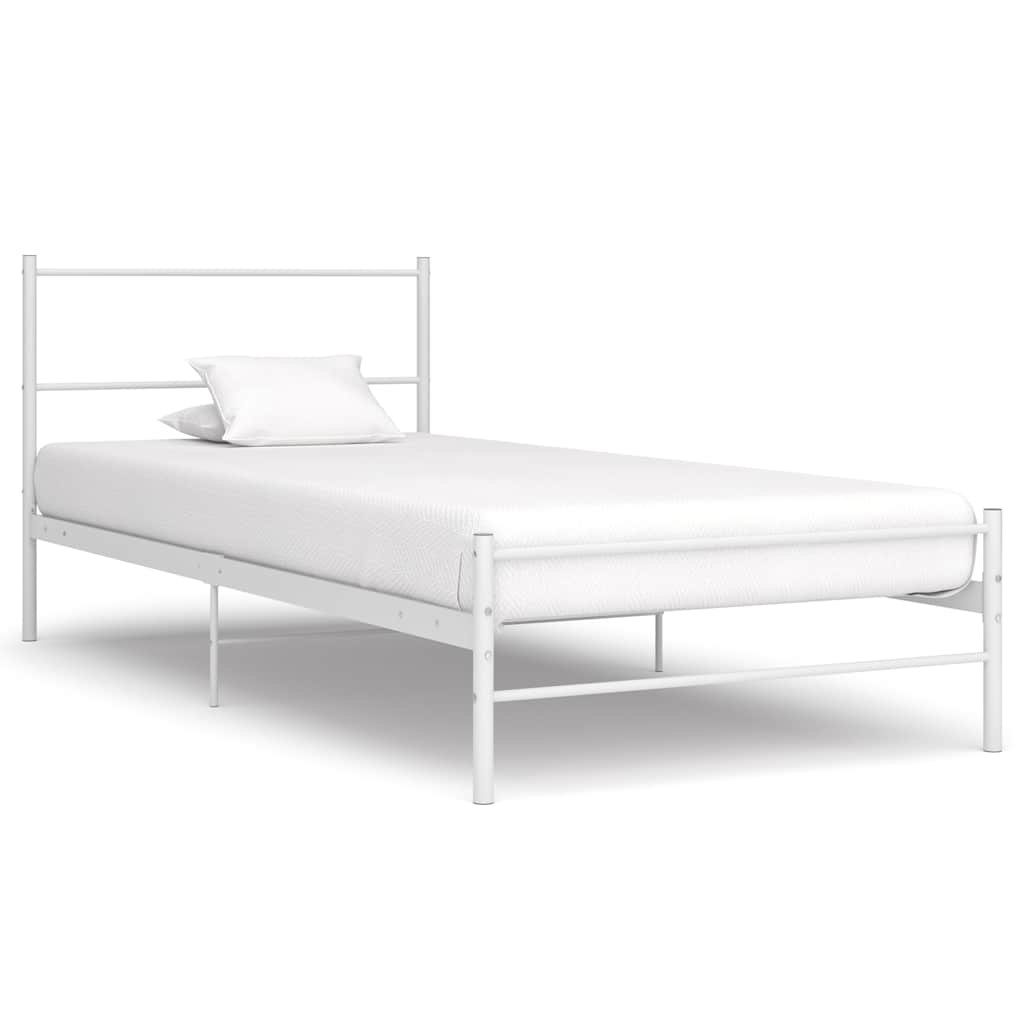 vidaXL Bed Frame without Mattress White Metal 90x200 cm 1