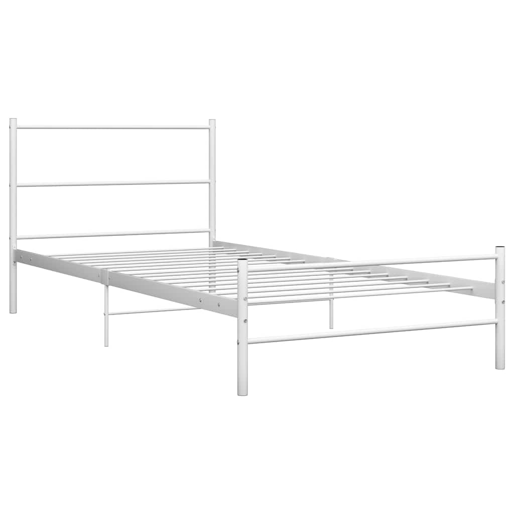 vidaXL Bed Frame without Mattress White Metal 90x200 cm 2