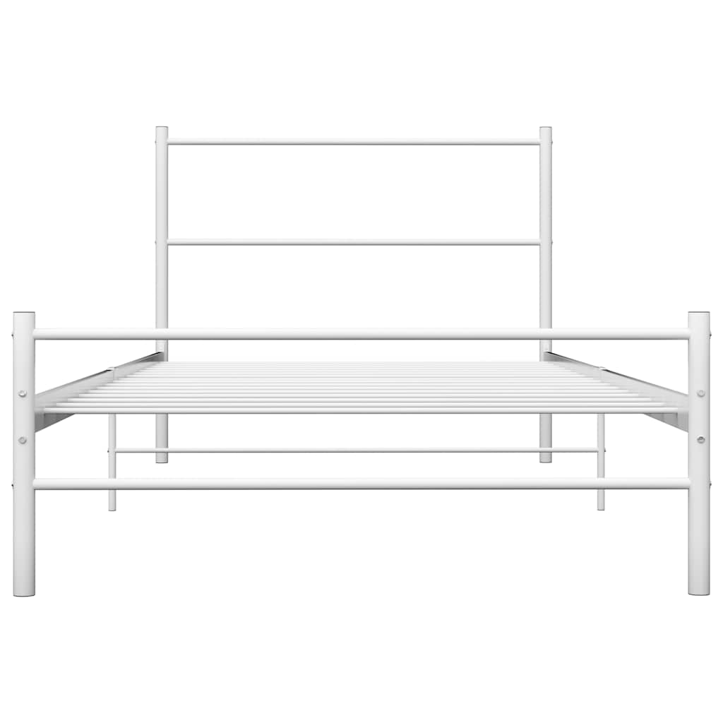 vidaXL Bed Frame without Mattress White Metal 90x200 cm 3