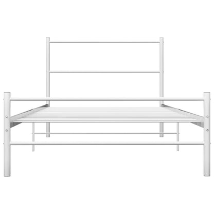 vidaXL Bed Frame without Mattress White Metal 90x200 cm 3