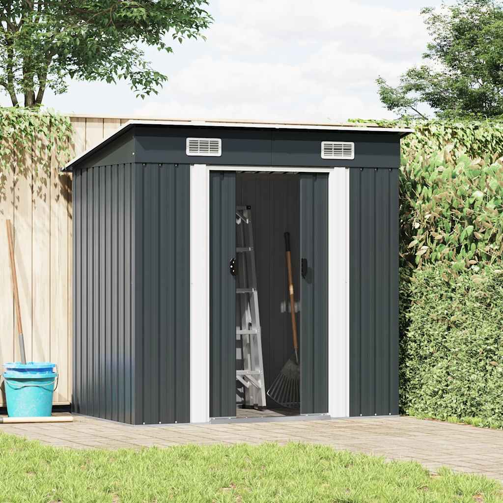 vidaXL Garden Shed | Anthracite | Galvanised steel | 190 x 124 x 181 cm 2