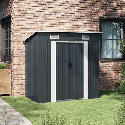 vidaXL Garden Shed | Anthracite | Galvanised steel | 190 x 124 x 181 cm 3