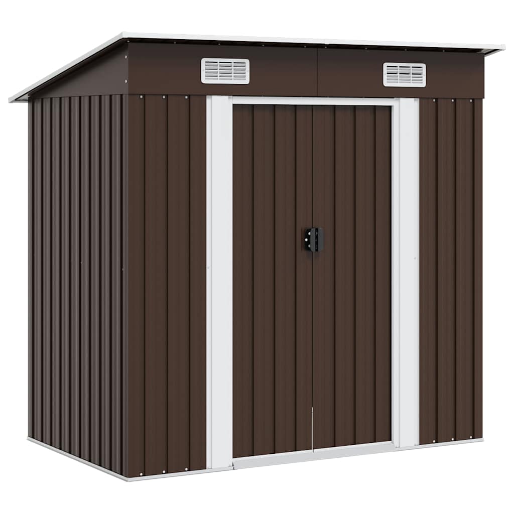 vidaXL Garden Shed | Brown | Galvanised Steel | 194x121x181 cm 1