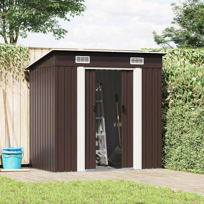 vidaXL Garden Shed | Brown | Galvanised Steel | 194x121x181 cm 2