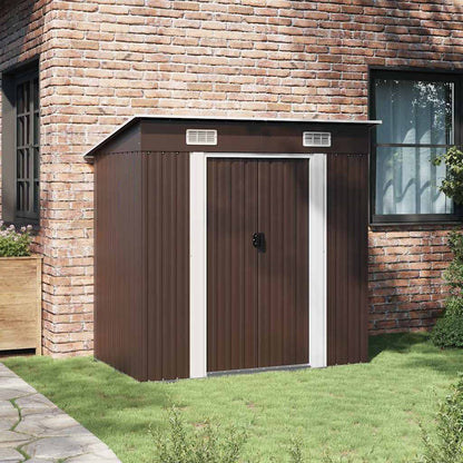 vidaXL Garden Shed | Brown | Galvanised Steel | 194x121x181 cm 3