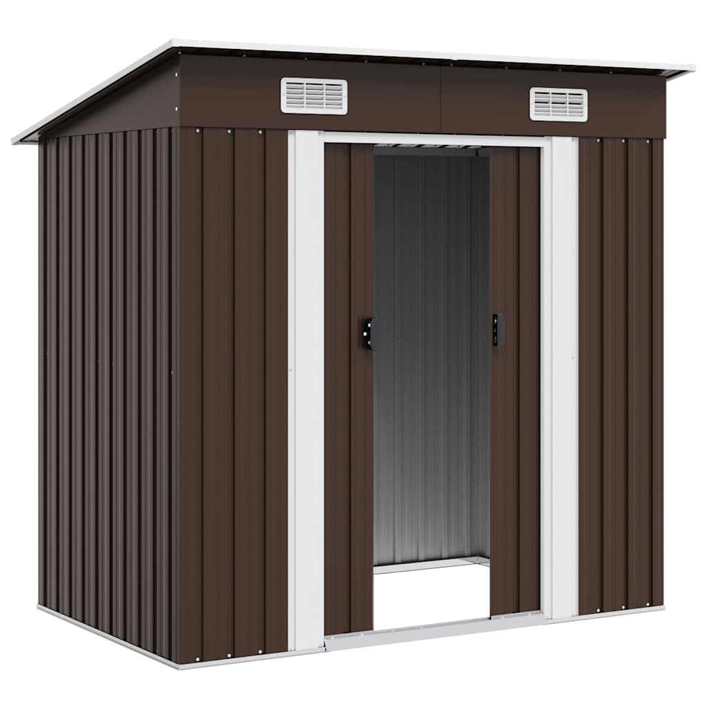 vidaXL Garden Shed | Brown | Galvanised Steel | 194x121x181 cm 4