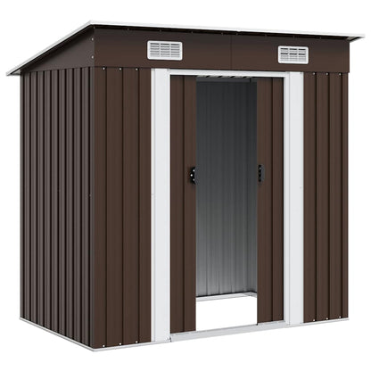 vidaXL Garden Shed | Brown | Galvanised Steel | 194x121x181 cm 4