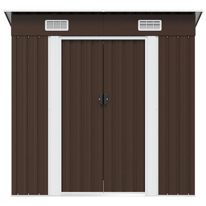 vidaXL Garden Shed | Brown | Galvanised Steel | 194x121x181 cm 5