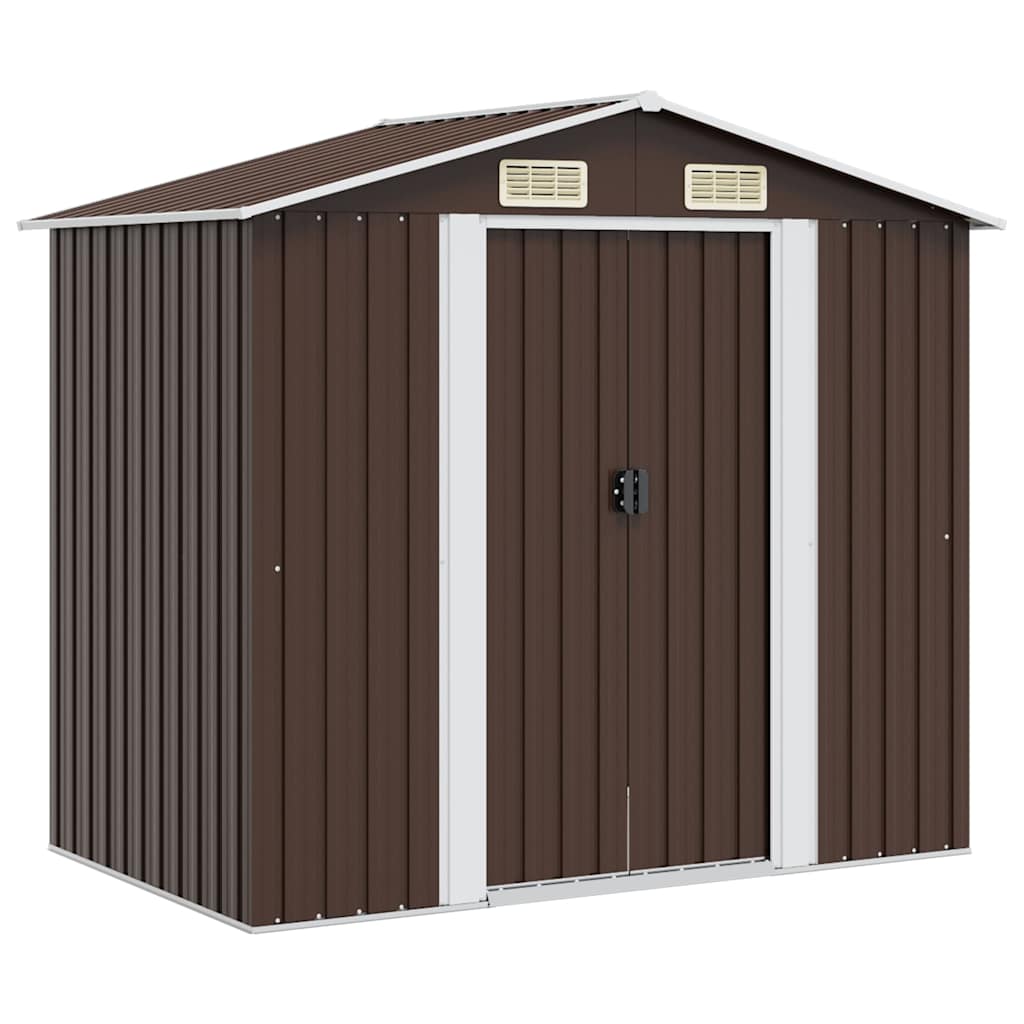 vidaXL Garden Shed | Brown | Galvanised Steel | Large | Durable | Garden Shed 1