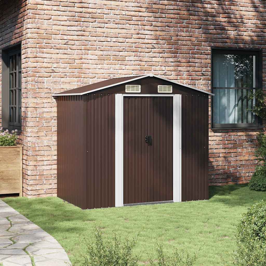 vidaXL Garden Shed | Brown | Galvanised Steel | Large | Durable | Garden Shed 3