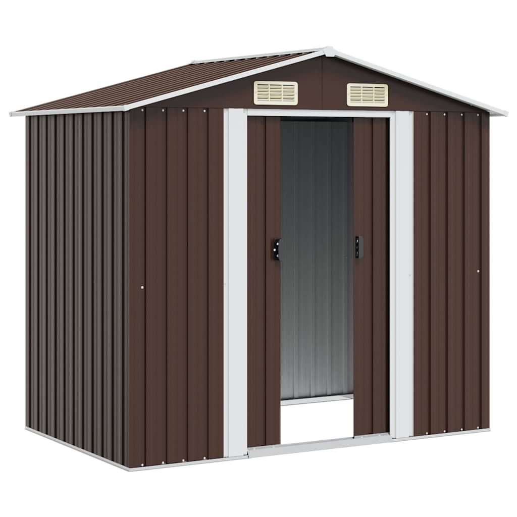 vidaXL Garden Shed | Brown | Galvanised Steel | Large | Durable | Garden Shed 4