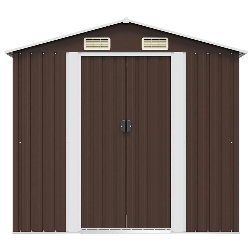 vidaXL Garden Shed | Brown | Galvanised Steel | Large | Durable | Garden Shed 5