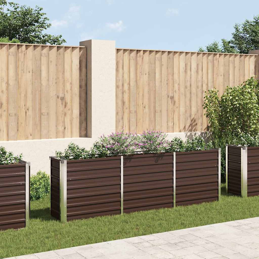 vidaXL Garden Raised Bed Galvanised Steel 240x40x77 cm Brown 1