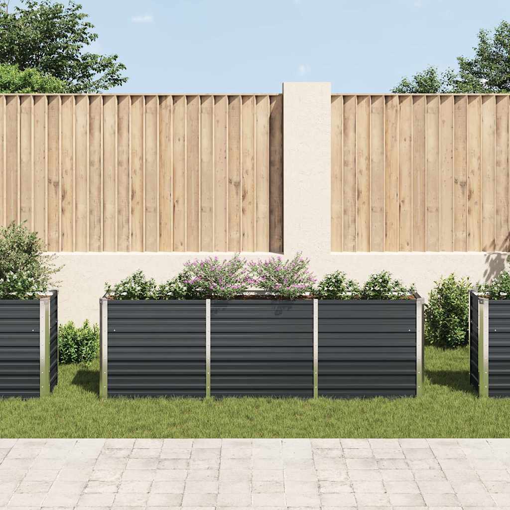 vidaXL Raised Bed | Anthracite | Galvanised Steel | 240x40x77 cm | Raised Bed 3