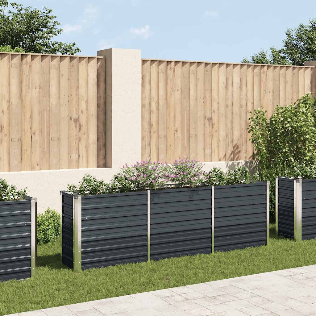 vidaXL Raised Bed | Anthracite | Galvanised Steel | 240x40x77 cm | Raised Bed 1