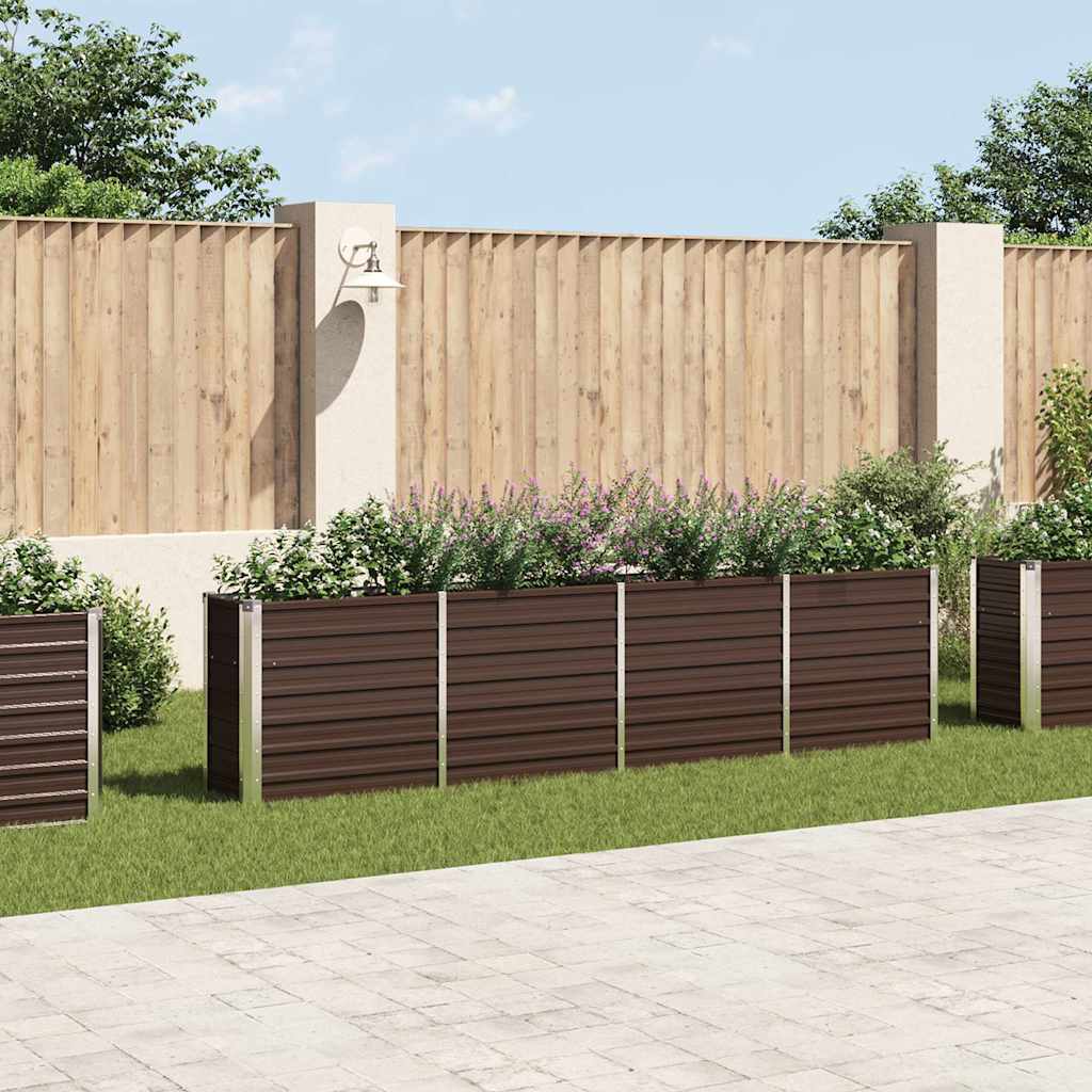 vidaXL Garden Raised Bed Brown Galvanised Steel