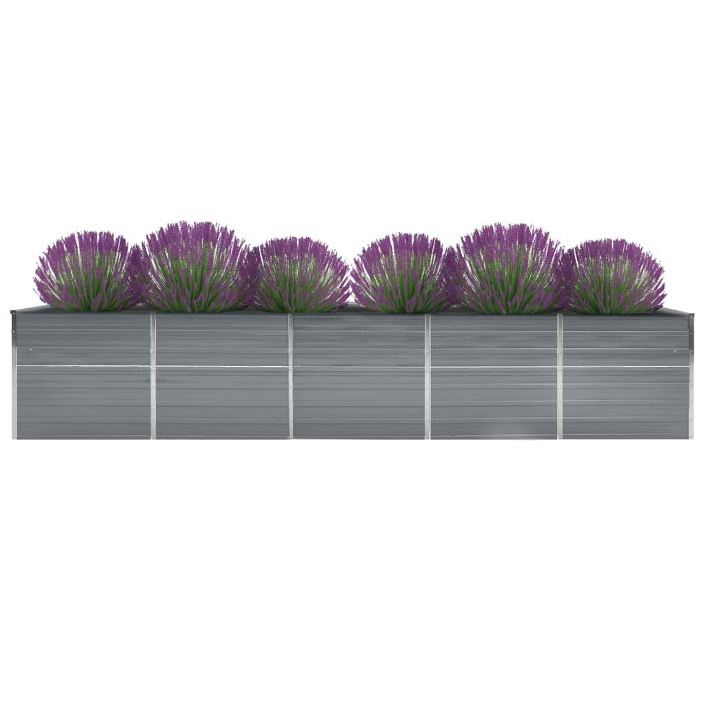 vidaXL Garden Raised Bed Galvanised Steel 400x80x45 cm Grey 2