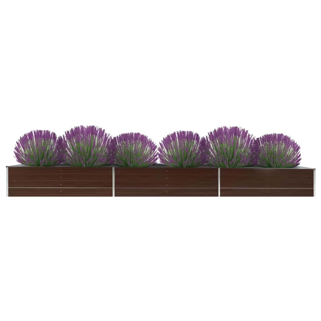 vidaXL Garden Raised Bed Brown Galvanised Steel