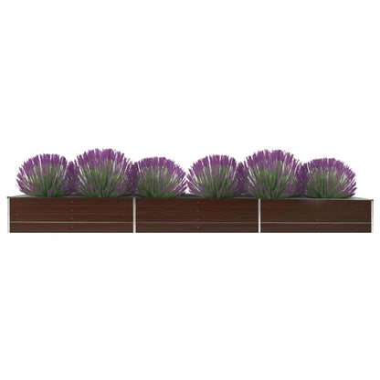 vidaXL Garden Raised Bed Brown Galvanised Steel