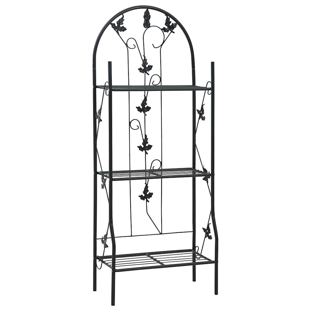 vidaXL Plant Rack | Black | Powder-coated iron | Medium | Decorative Inlays 1
