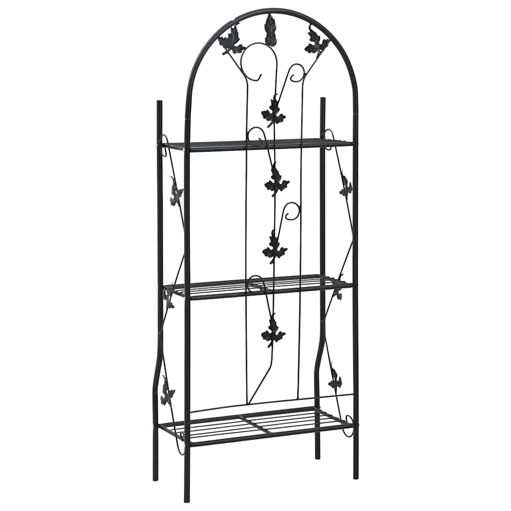 vidaXL Plant Rack | Black | Powder-coated iron | Medium | Decorative Inlays 4